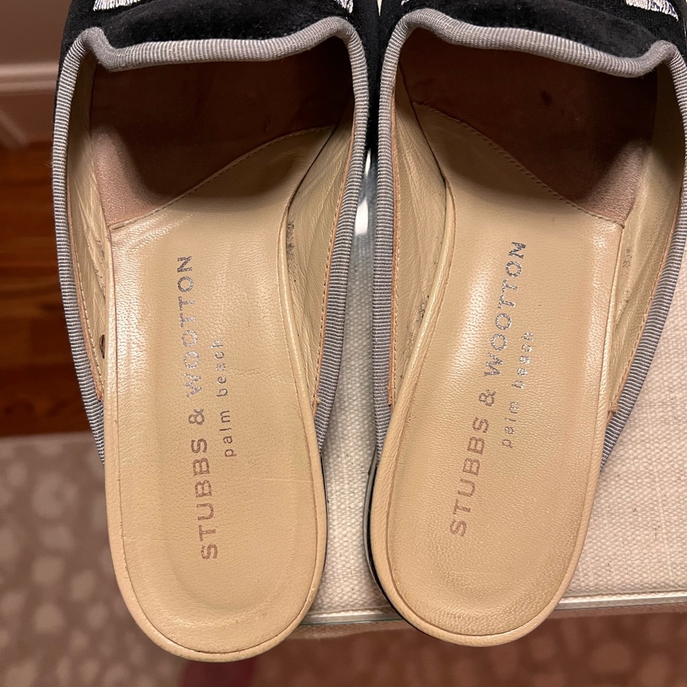 Stubbs & Wooten Slide on Velvet Mules Flats Loafer - Picture 2 of 7